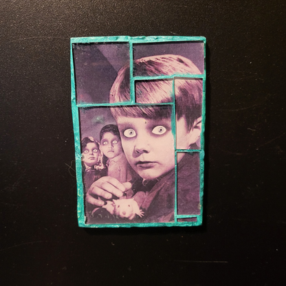 Glass mosaic magnet  "Children of the Damned"