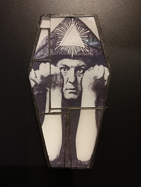 Coffin Glass mosaic magnet  "Aleister Crowley"