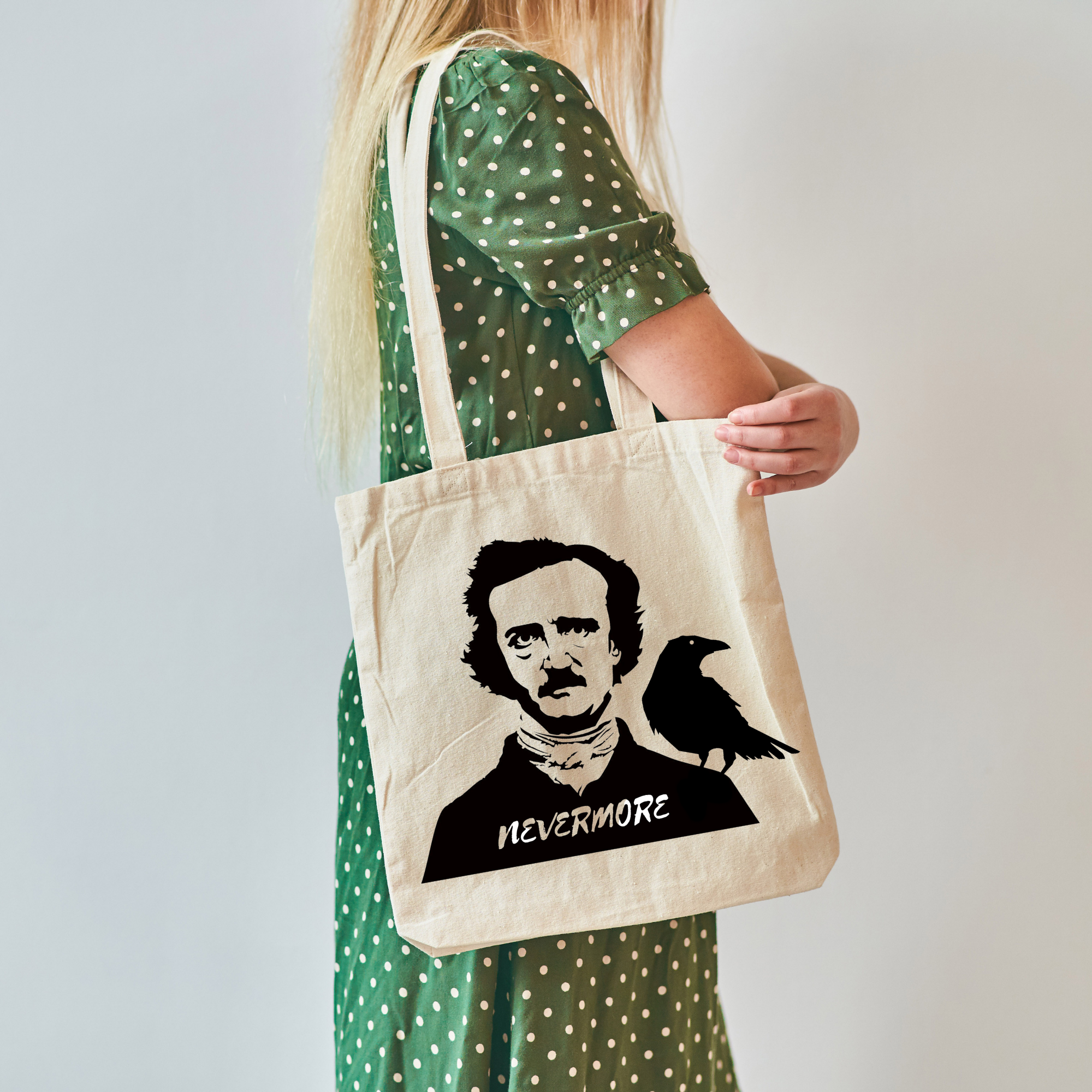 Tote bag "Edgar Allan Poe with raven"