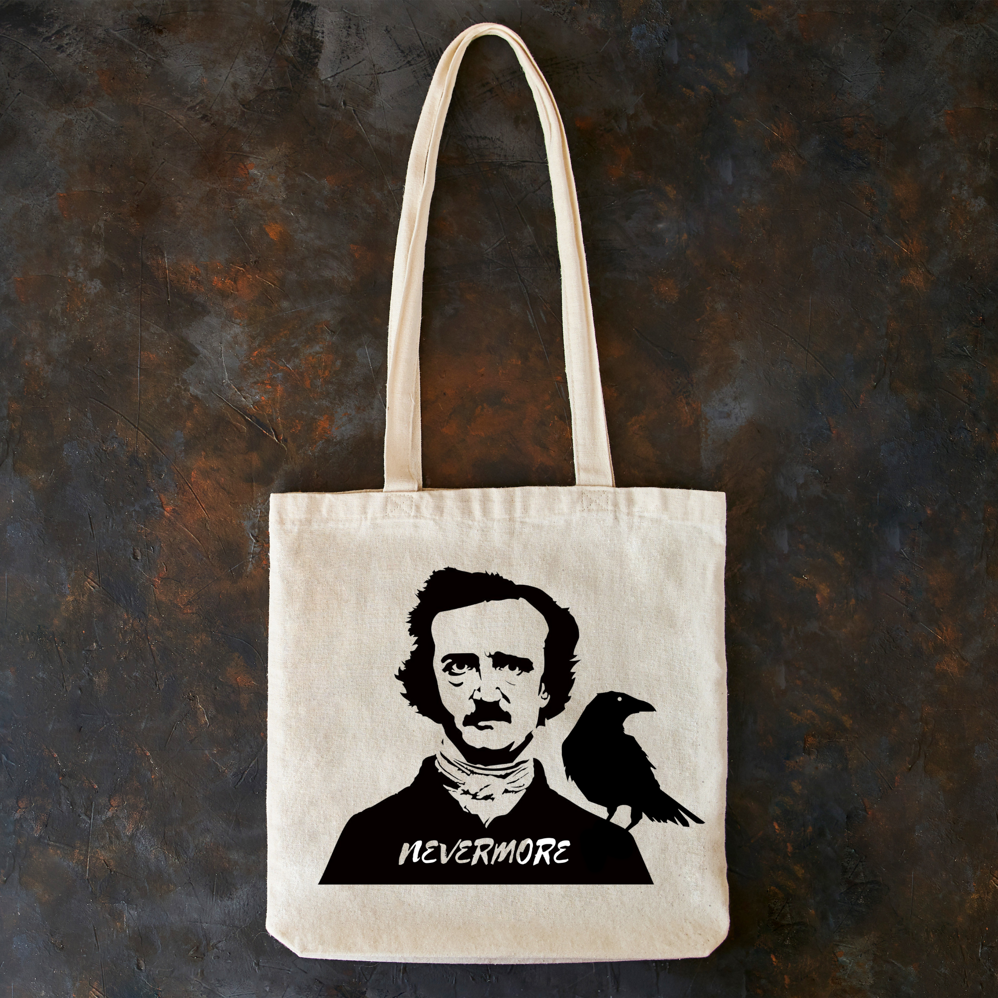 Tote bag "Edgar Allan Poe with raven"