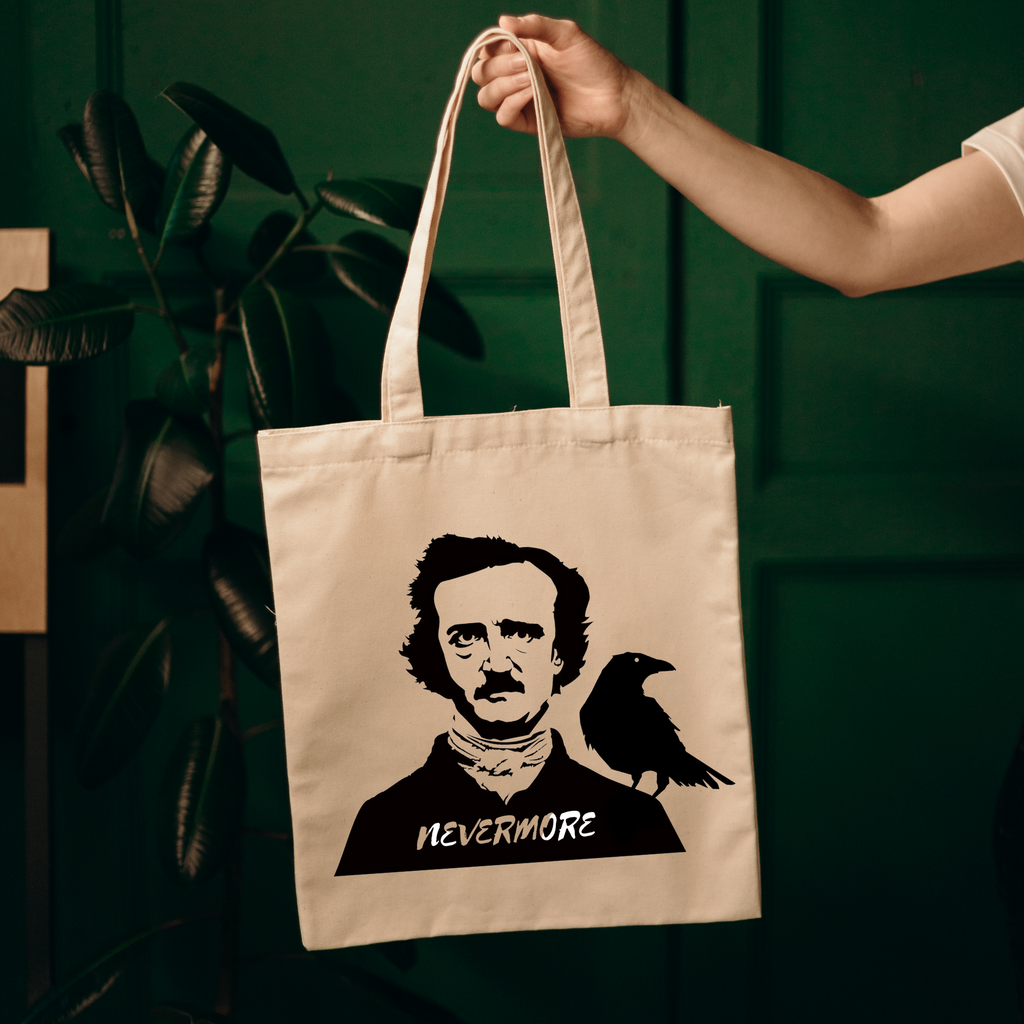 Tote bag "Edgar Allan Poe y cuervo"