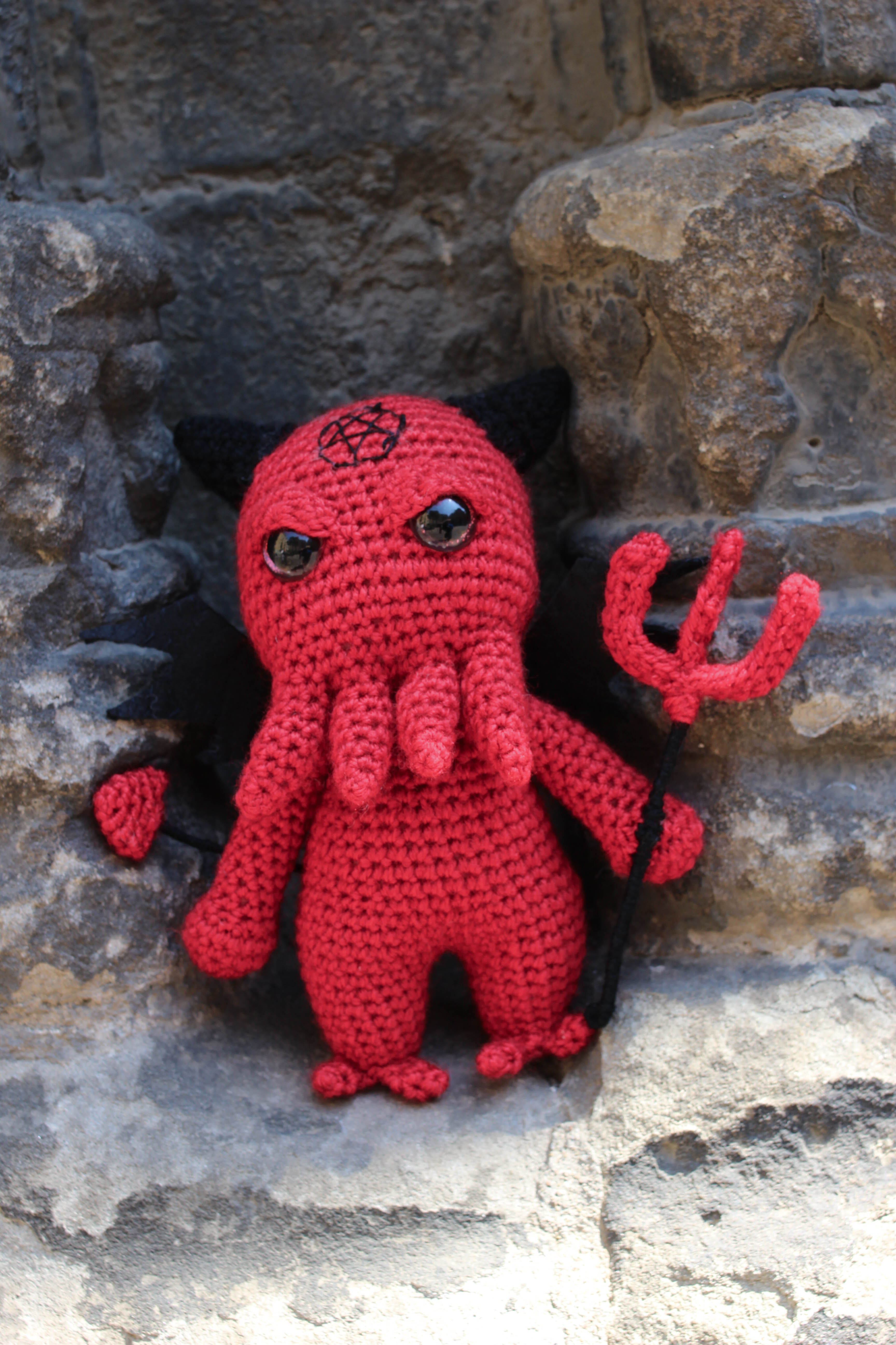 Satan Cthulhu Wool Doll Handmade