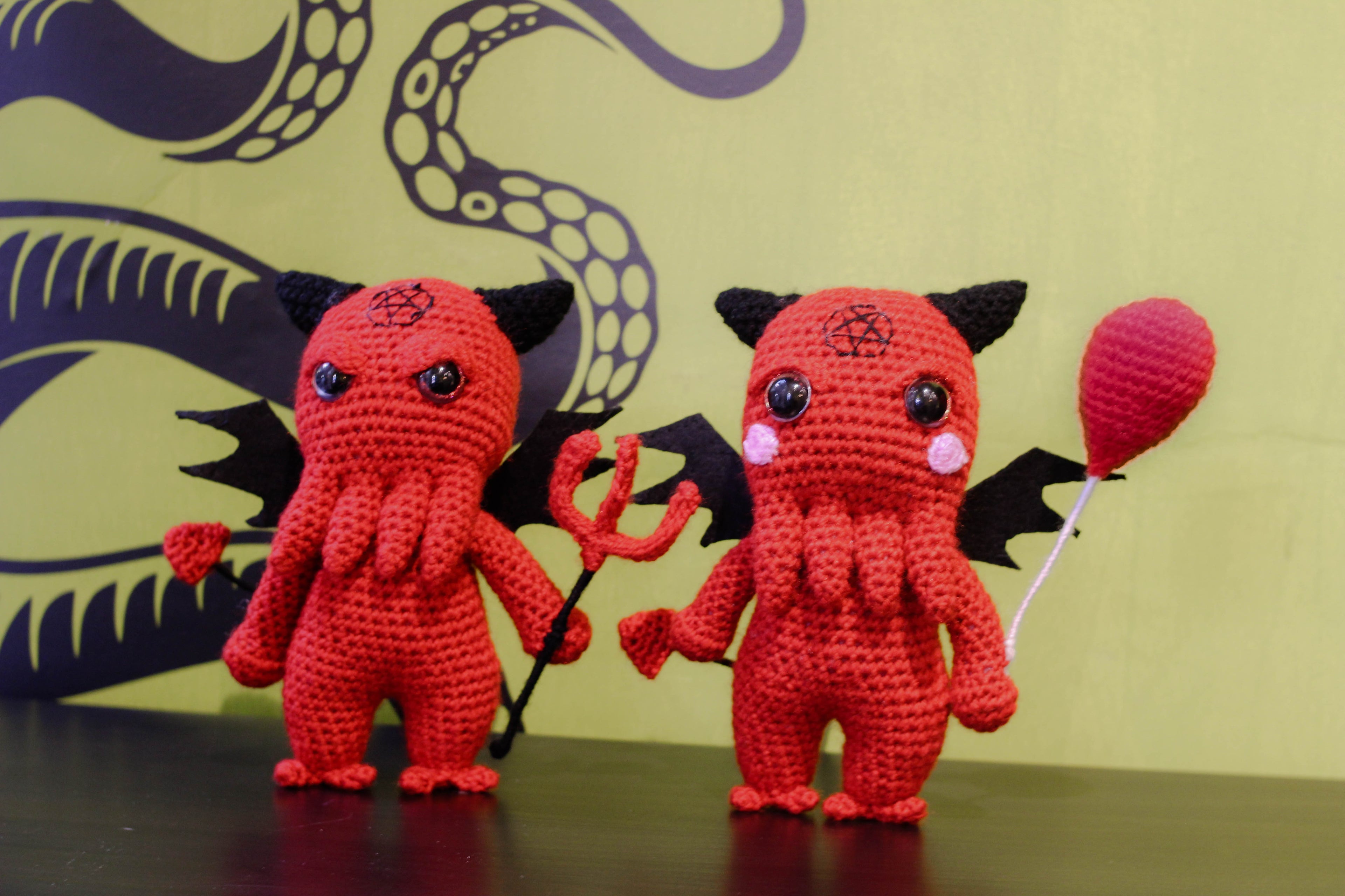 Satan Cthulhu Wool Doll Handmade