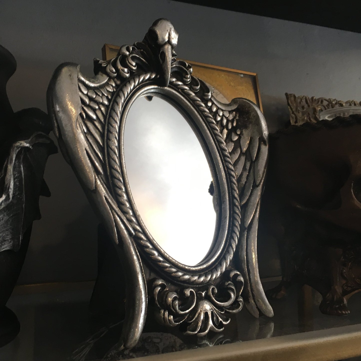 Raven Skull Victorian Mirror