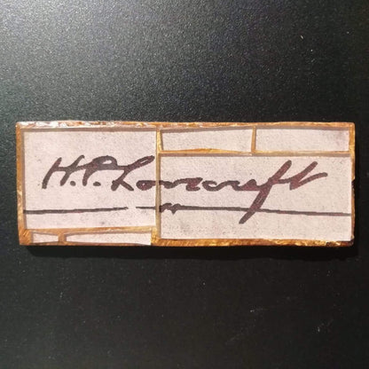 Glass mosaic magnet  "H.P Lovecraft signature"