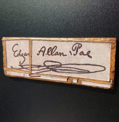 Glass mosaic magnet  "Edgar Allan Poe signature"