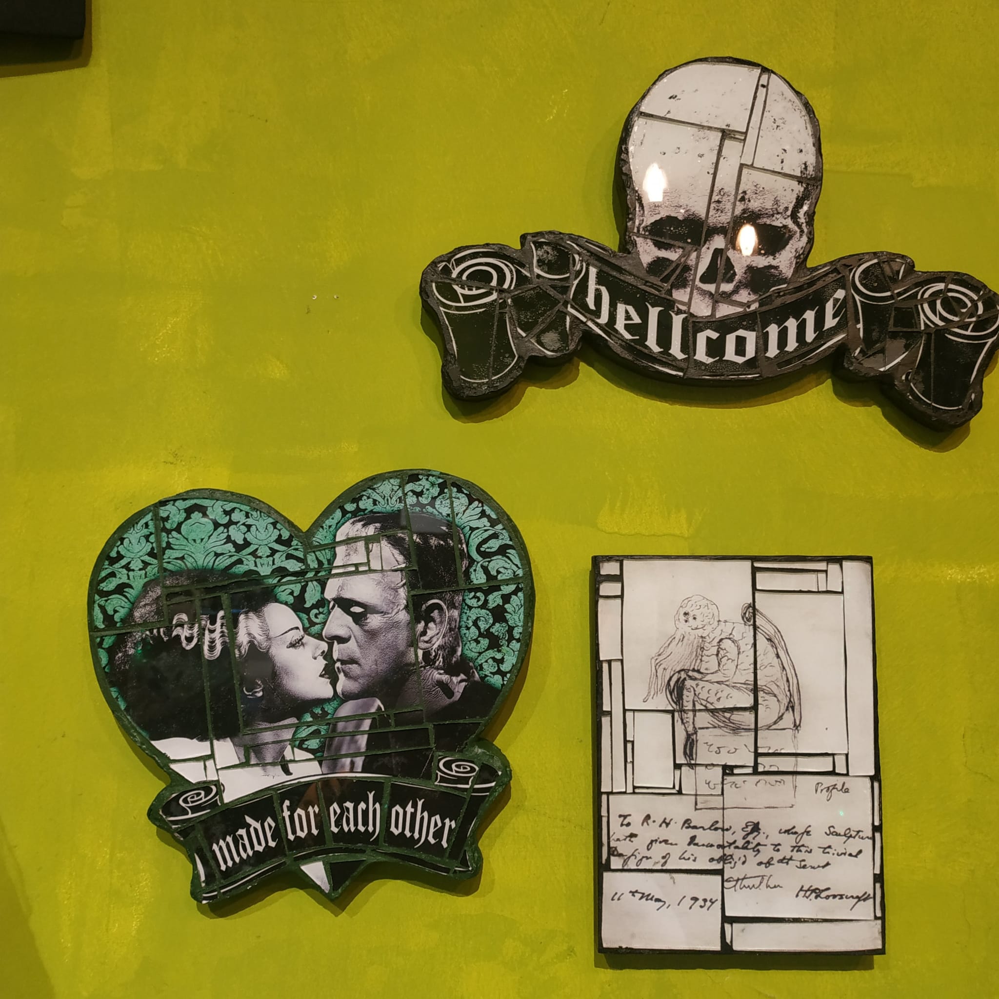 Wall Mosaic Frankenstein Hearth "Made for Each Other"