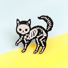 Cat Skeleton Pin Badge