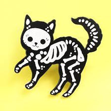 Load image into Gallery viewer, Cat Skeleton Pin Badge