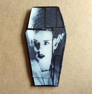 Coffin Glass mosaic magnet  "Frankenstein's bride"