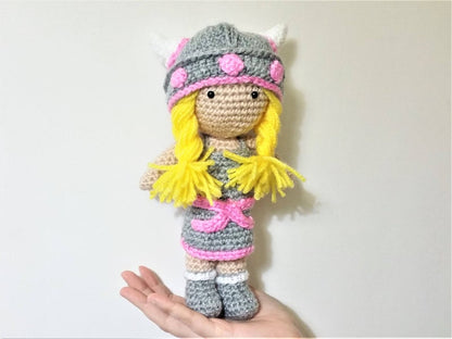 Viking pink Wool Doll