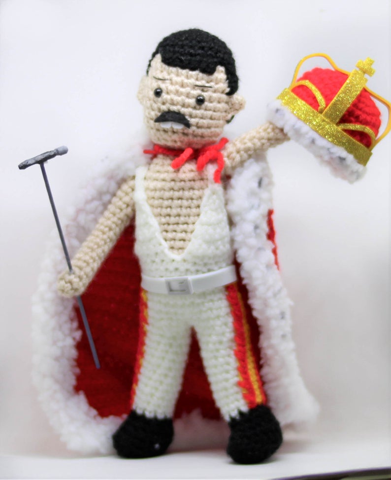 Freddie Mercury With Crown Wool Doll