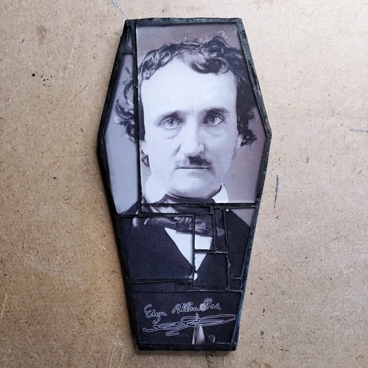 Coffin Glass mosaic magnet " Edgar Allan Poe"