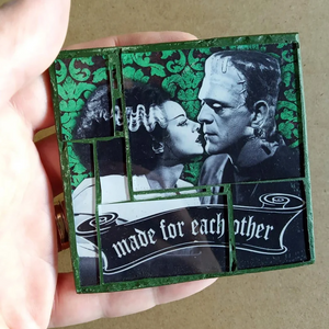 Glass mosaic magnet  "Made for each other"