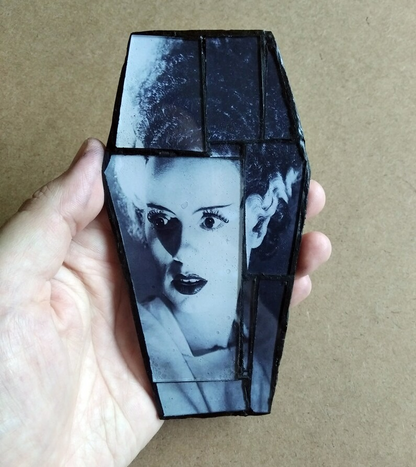 Coffin Glass mosaic magnet  "Frankenstein's bride"