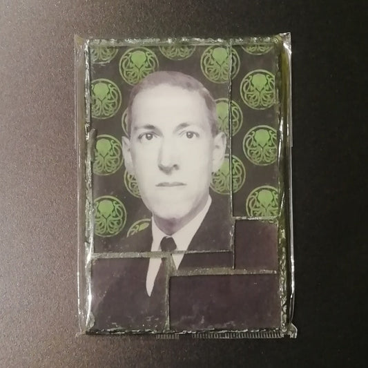 Glass mosaic magnet  "Green Lovecraft"