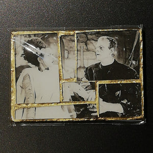 Glass mosaic magnet  "Frankenstein and Elizabeth"