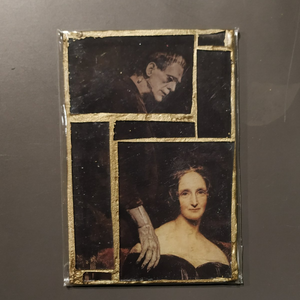 Imán de mosaico de vidrio "Frankenstein y Mary Shelley"